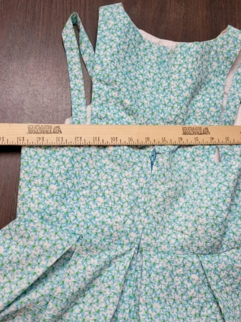 Girls' Handmade Light Green Floral Dress 14/16